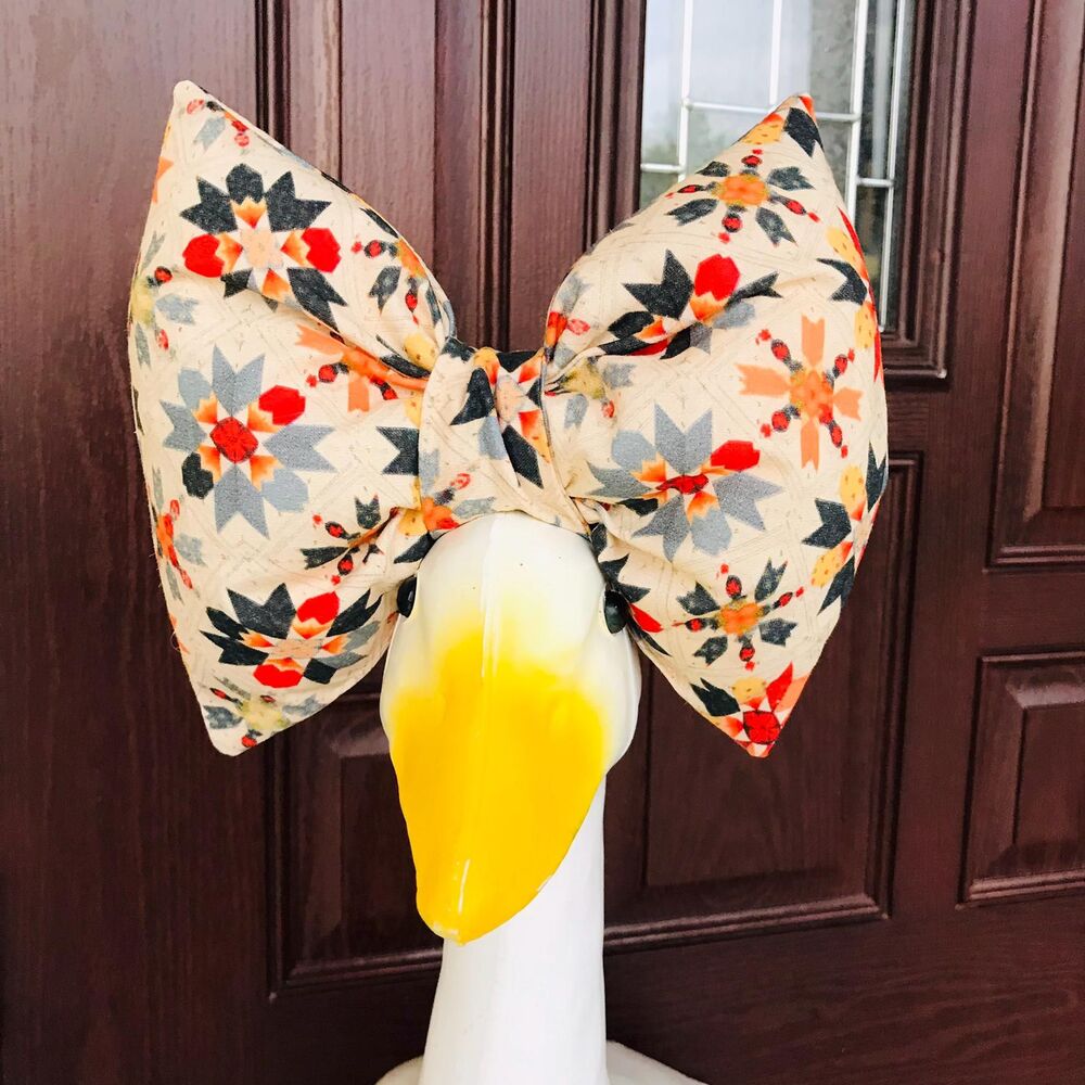 Porch Goose Giant Bow For 18-23" Goose Handmade Amish Quilt Blocks Design